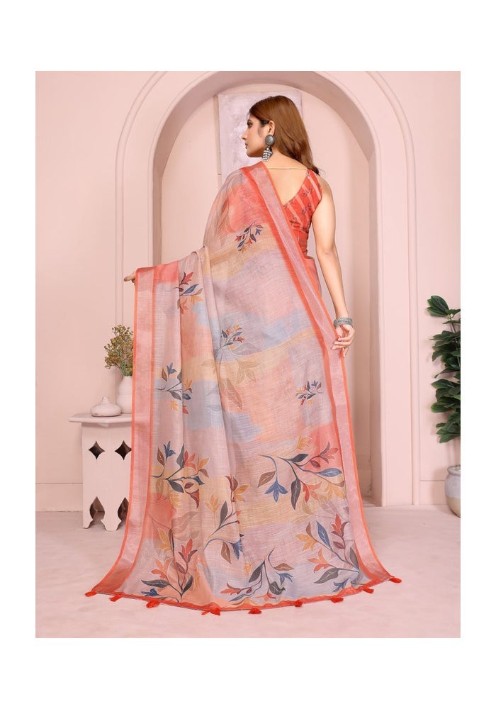 Malishka Export Linen Cotton Grey Saree for Women - Image 2
